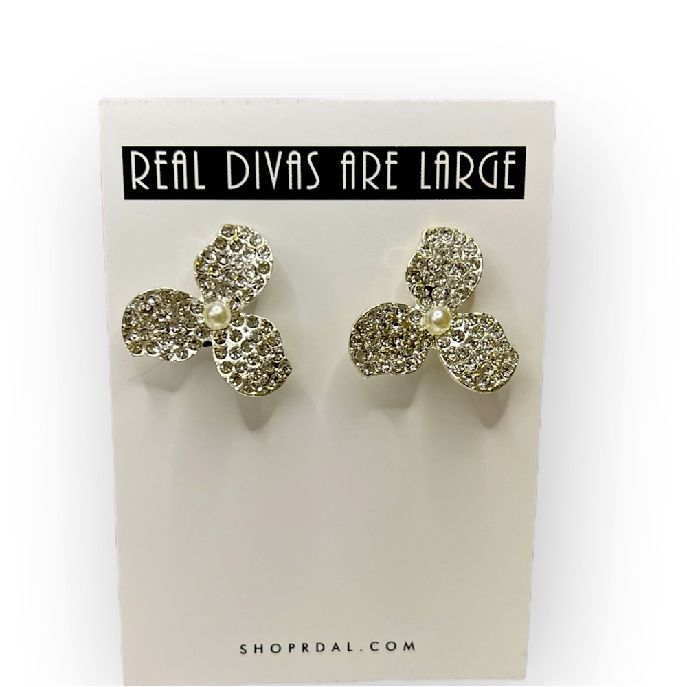 Silver or Gold stud clip on earrings Flower